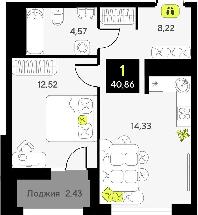 квартира г Тюмень ул Первооткрывателей 9 ЖК «Мотивы» Калининский административный округ фото 1