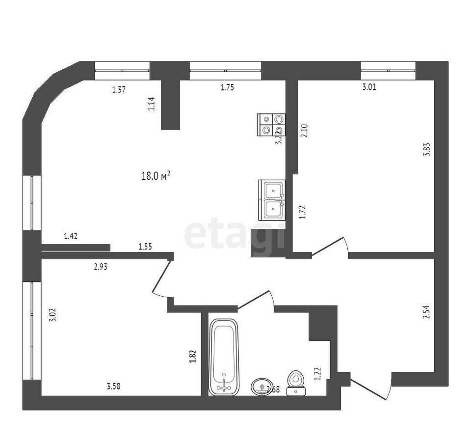 квартира г Тюмень р-н Калининский ул Андрея Кореневского 7 фото 39