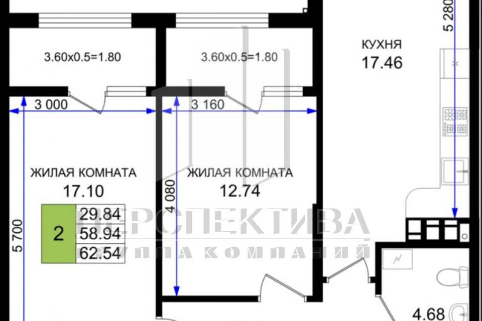 квартира г Новороссийск р-н Южный Черноморский-2 муниципальное образование Новороссийск, улица Мурата Ахеджака, 5к 1 фото 3