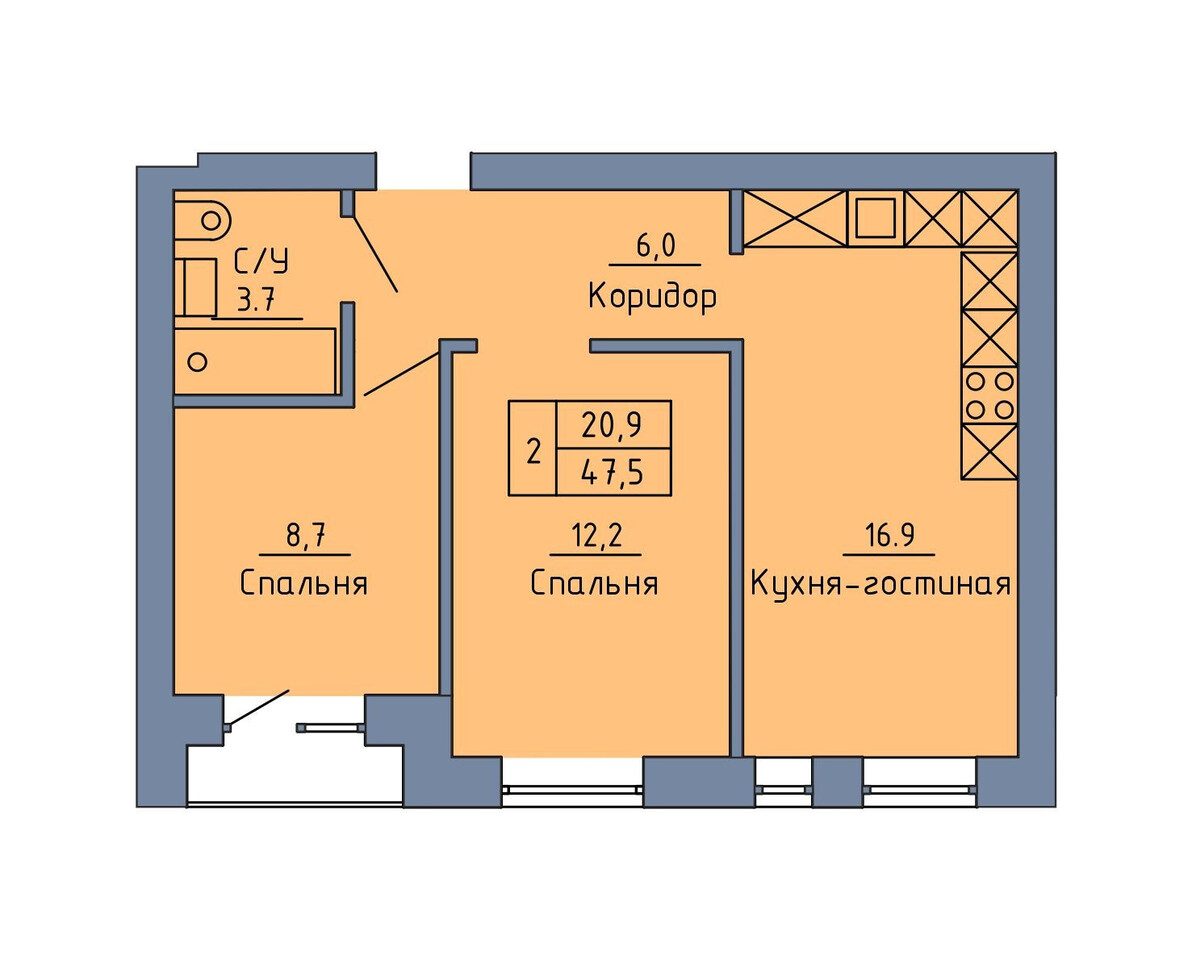 квартира г Оренбург пер Станочный 19/1 городской округ Оренбург фото 3