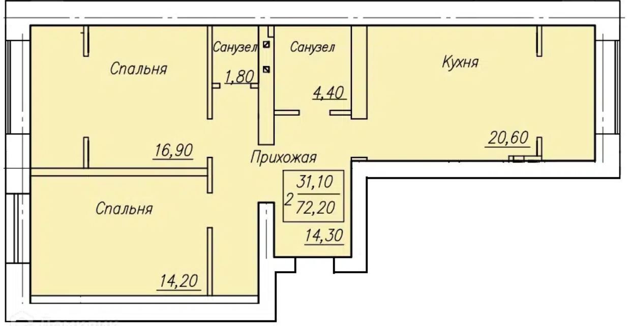 квартира г Оренбург п Ростоши ЖК «Ростоши Премьер» городской округ Оренбург, Ростошинская улица, 1 фото 8