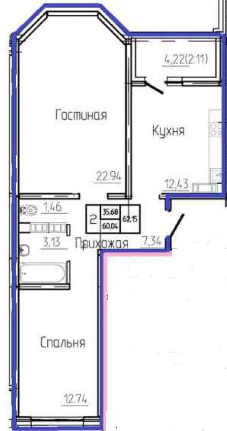 квартира г Оренбург ул Рокоссовского 29/1 микрорайон «Маршала Рокоссовского» городской округ Оренбург фото 5