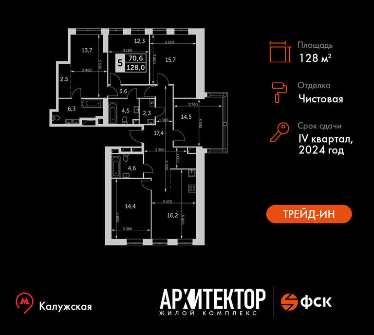 квартира г Москва метро Калужская ЖК «Архитектор» фото 1