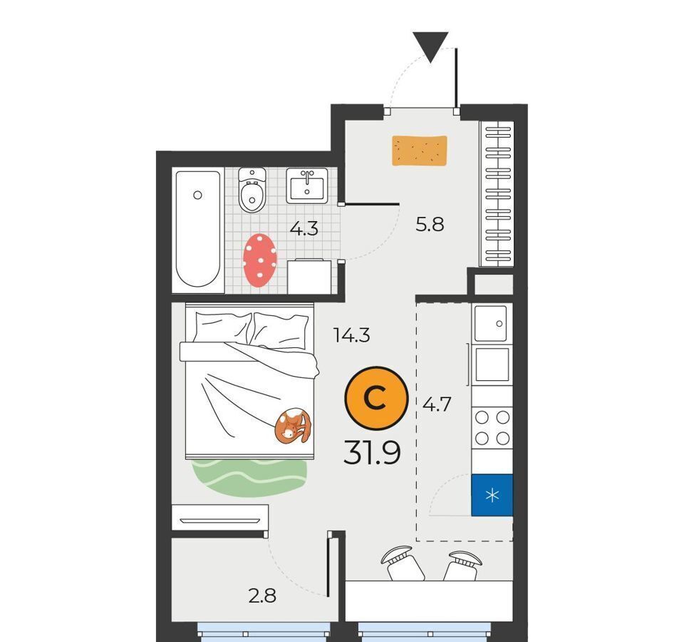 квартира г Тюмень р-н Восточный ул Мельникайте 151 корп. 2 фото 1