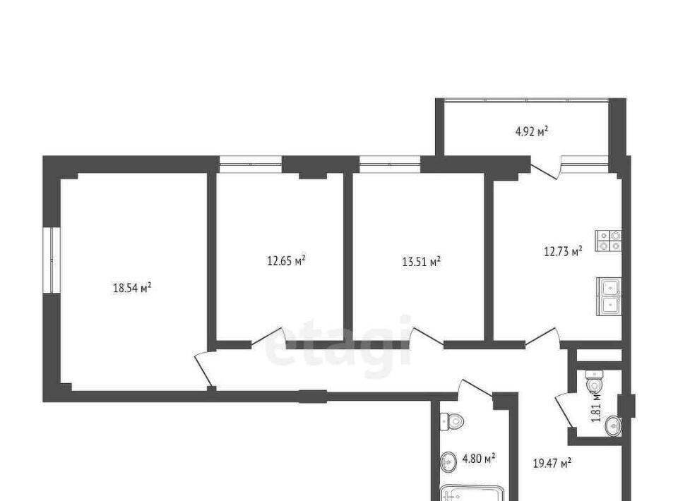 квартира г Тюмень р-н Калининский ул Таврическая 9к/2 фото 3