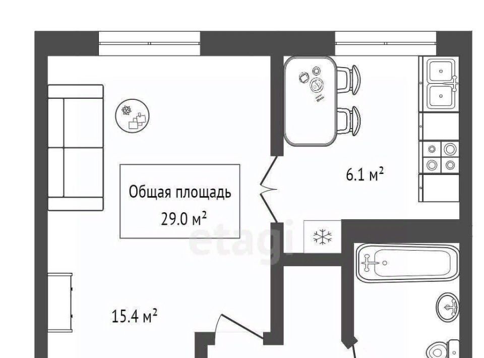 квартира г Новосибирск Гагаринская ул Линейная 35/2 фото 14