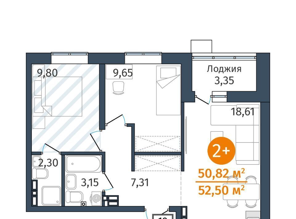 квартира р-н Тюменский д Дударева Гринвуд жилой комплекс, 2. 2.3 фото 1