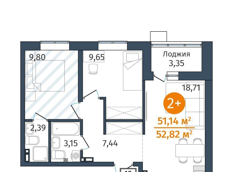 квартира р-н Тюменский д Дударева Гринвуд жилой комплекс, 2. 2.3 фото 1