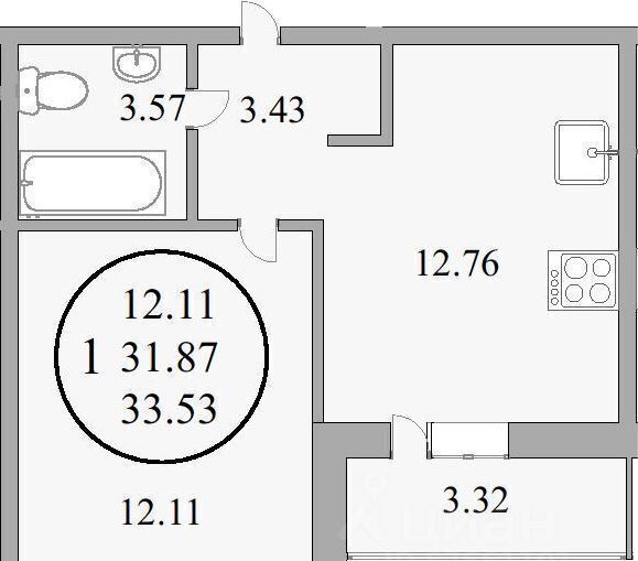 квартира г Краснодар р-н Прикубанский ул им. генерала Корнилова 9к/3 фото 9