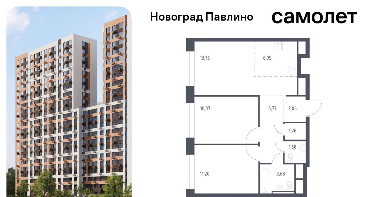 квартира г Балашиха мкр Новое Павлино ЖК Новоград Павлино к 8, г Щербинка, квартал, Некрасовка фото 1