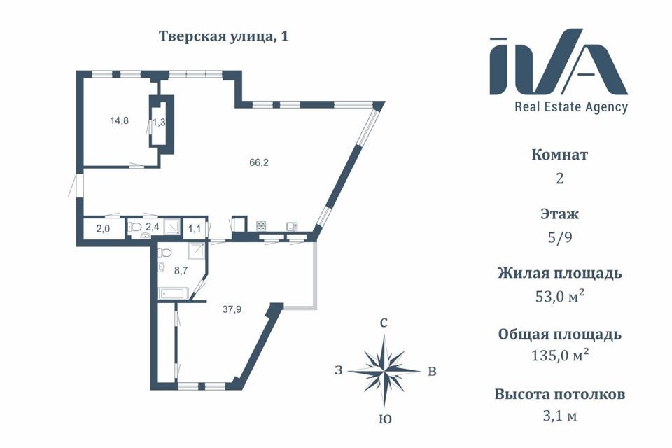 квартира г Санкт-Петербург ул Таврическая ул Тверская 1 Центральный, 35 фото 7