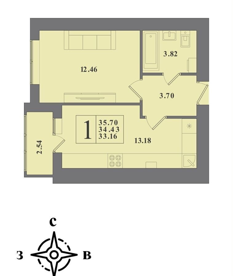 квартира г Калининград р-н Московский ул Крейсерская 13 корп. 1 фото 17