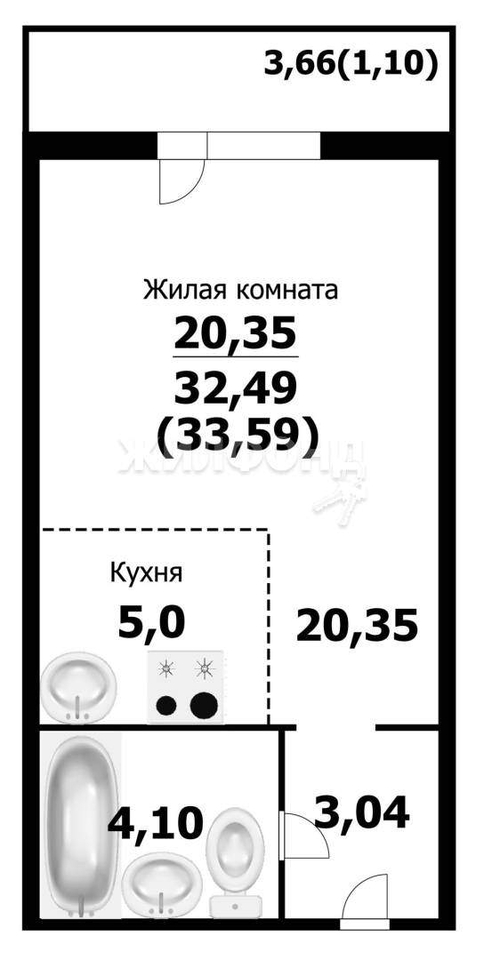 квартира г Новосибирск ул Татьяны Снежиной 49/3 Золотая нива фото 10