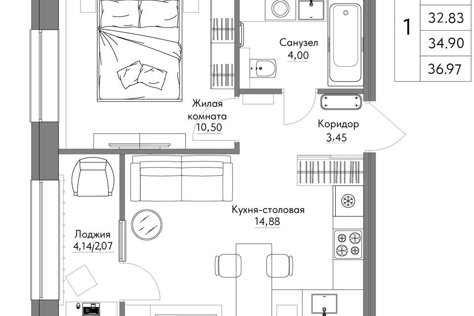 квартира г Калуга Калуга городской округ, жилые кварталы Острова фото 1