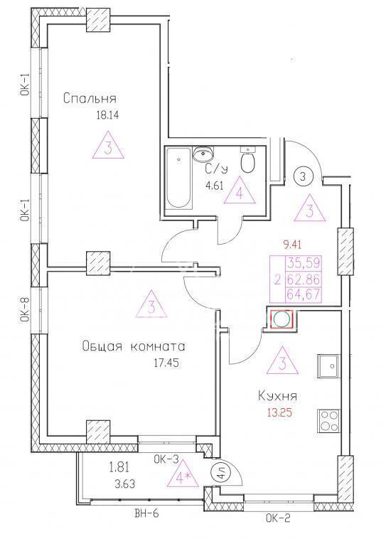 квартира г Якутск пр-кт Михаила Николаева Республика Саха Якутия фото 6