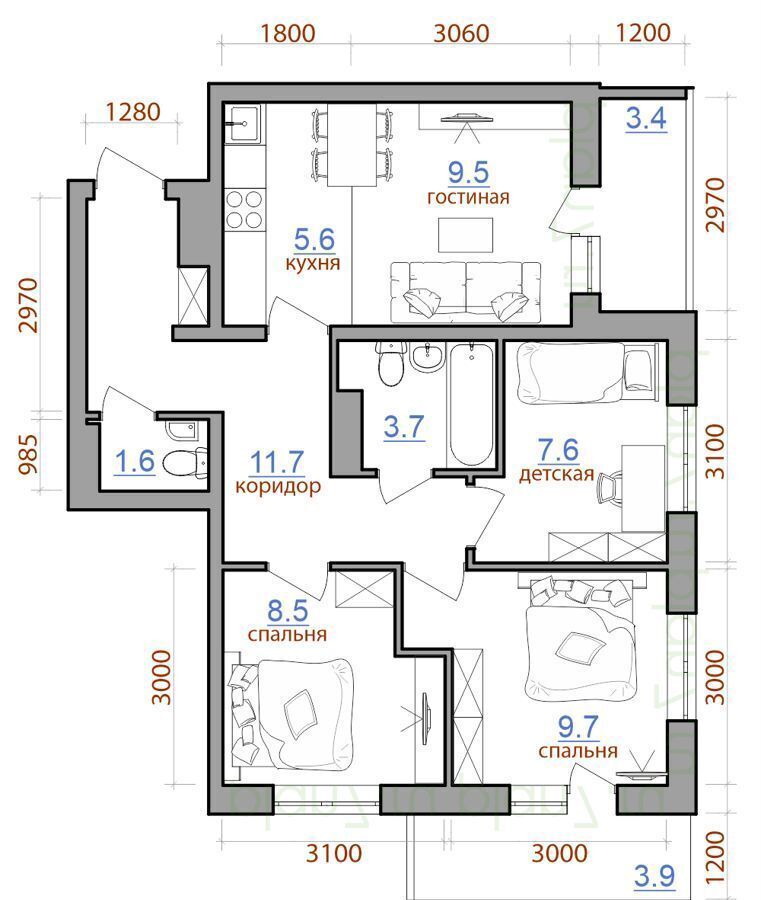 квартира г Иркутск р-н Ленинский тер. 1-й Ленинский кв-л, д. 1 фото 1