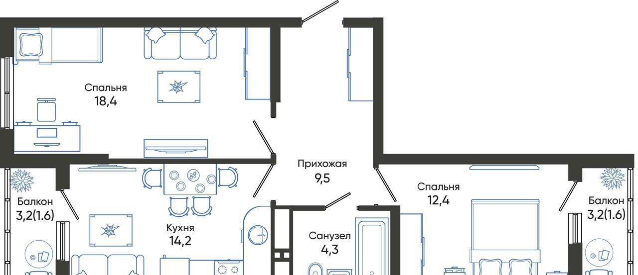 квартира г Новороссийск р-н Центральный ул Куникова 1 блок-секции 1-5 фото 10