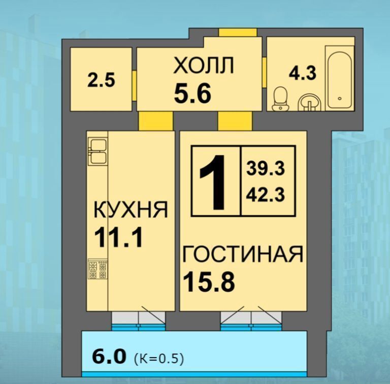 квартира г Калининград р-н Ленинградский ул Старшины Дадаева 71 фото 5