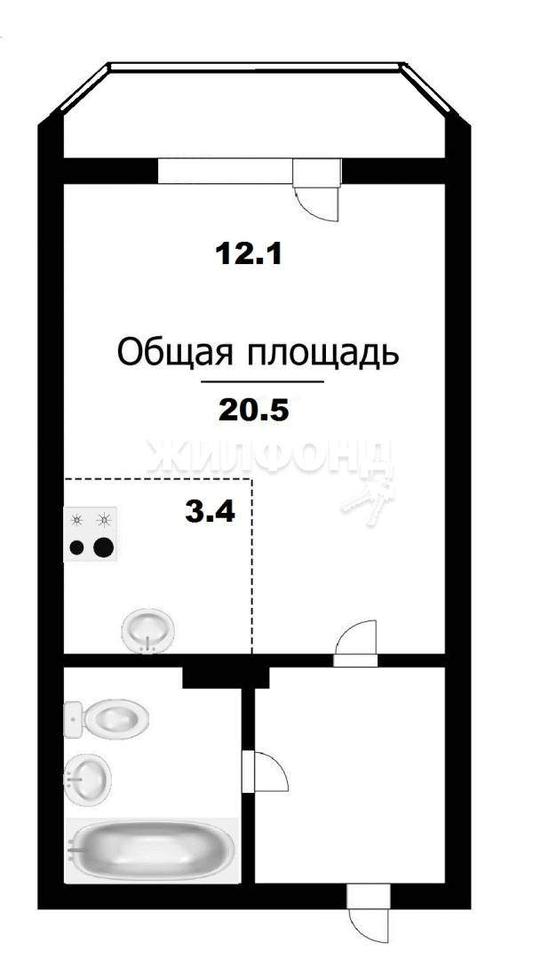 квартира г Новосибирск ул Одоевского 1/10 Речной вокзал фото 11