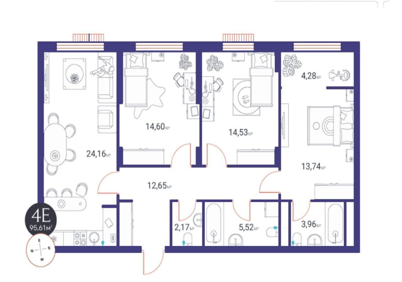 квартира г Тюмень р-н Центральный ул Братьев Бондаревых 1 ЖК «Life Residence квартал и парк» Центральный административный округ фото 2