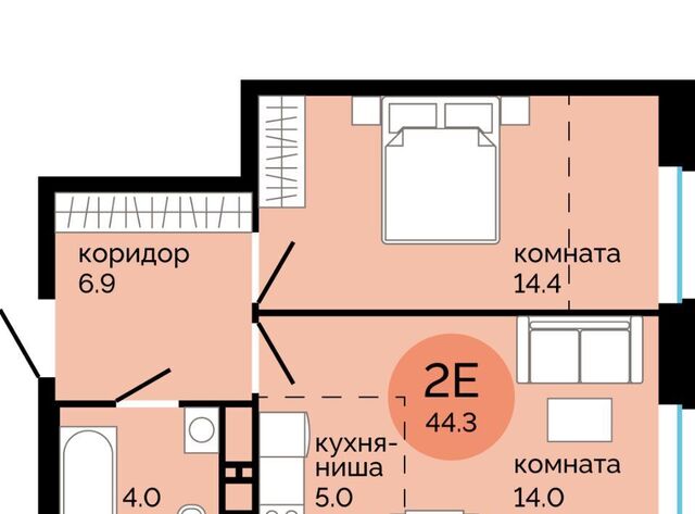 квартира р-н Свердловский дом 5к/4 ЖК Красное яблоко фото