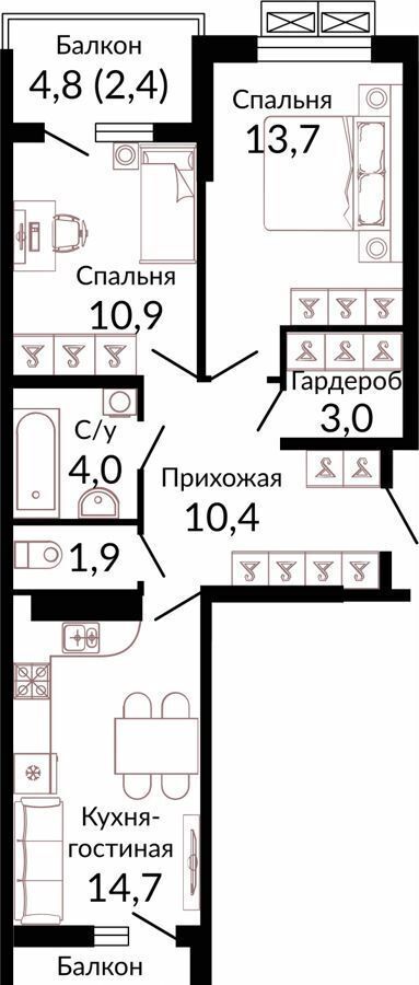 квартира г Краснодар р-н Прикубанский ул Конгрессная 1/1 ЖК «Отражение» фото 15