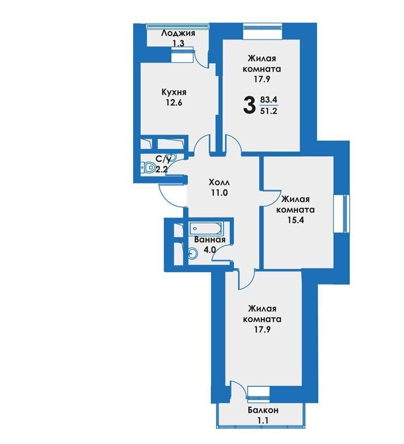 квартира г Дзержинский ул Героя России Виктора Дудкина 3 фото 16