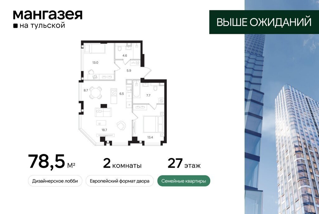 квартира г Москва метро Тульская ЮАО Даниловский ЖК «Мангазея на Тульской» фото 1