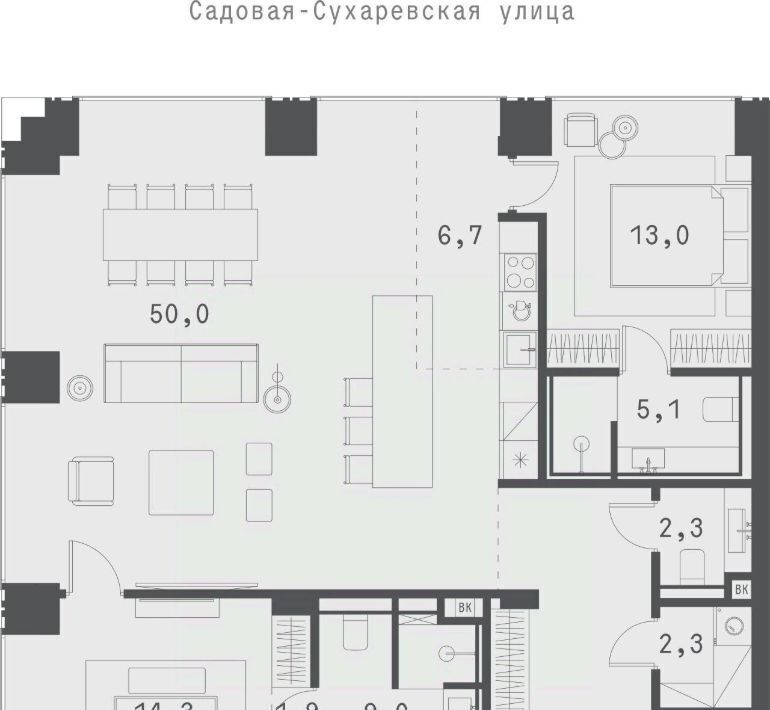 квартира г Москва метро Сухаревская ул Садовая-Сухаревская 14 фото 1