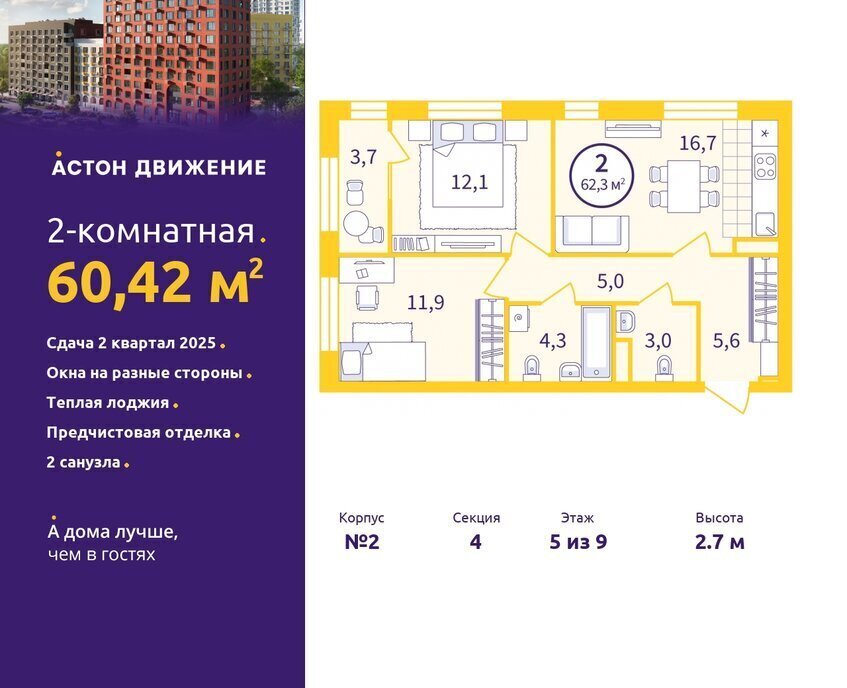 квартира г Екатеринбург р-н Железнодорожный Старая Сортировка Уралмаш квартал «Астон.Движение» жилой район Сортировочный, жилой комплекс Астон. Движение фото 1