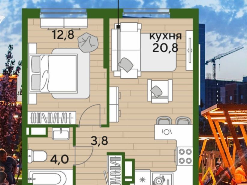 квартира г Краснодар р-н Прикубанский ул им. Марины Цветаевой 7 Мкр. «DOGMA PARK» фото 4