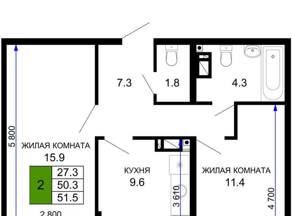 квартира г Краснодар р-н Прикубанский ЖК «Дыхание» фото 1