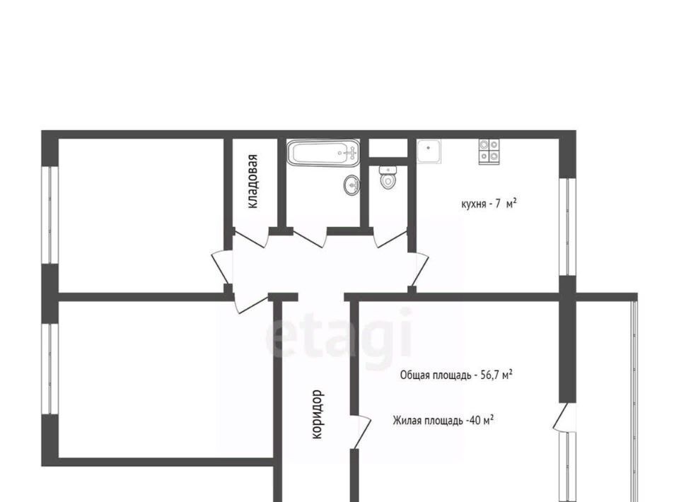 квартира р-н Дятьковский г Дятьково 12-й микрорайон 12 фото 2