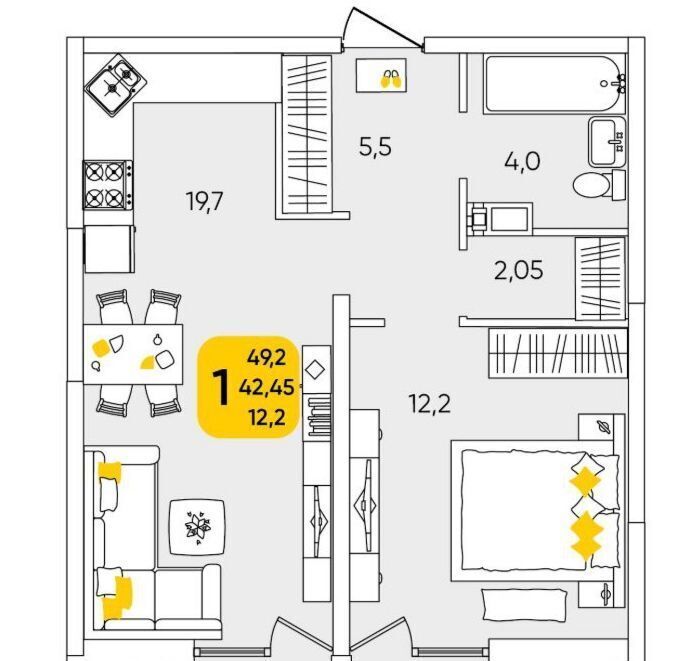 квартира г Краснодар р-н Прикубанский мкр Любимово 18 фото 24