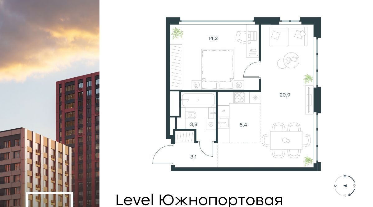 квартира г Москва метро Кожуховская ЖК Левел Южнопортовая 13 фото 1