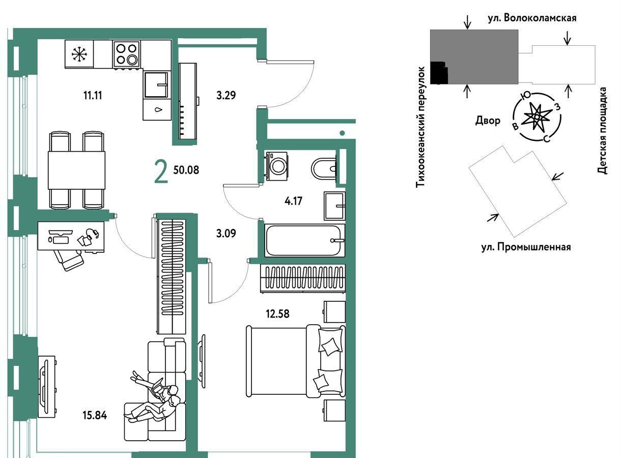 квартира г Тюмень р-н Центральный ул Мельникайте 42 корп. 1 фото 1