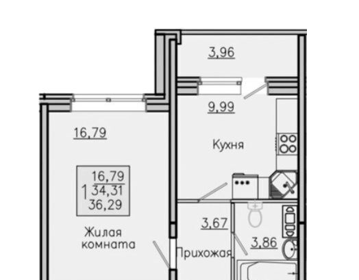 квартира р-н Новоусманский п Отрадное ЖК «Южный» ул. Раздольная, д. 3, поз. 1 фото 2