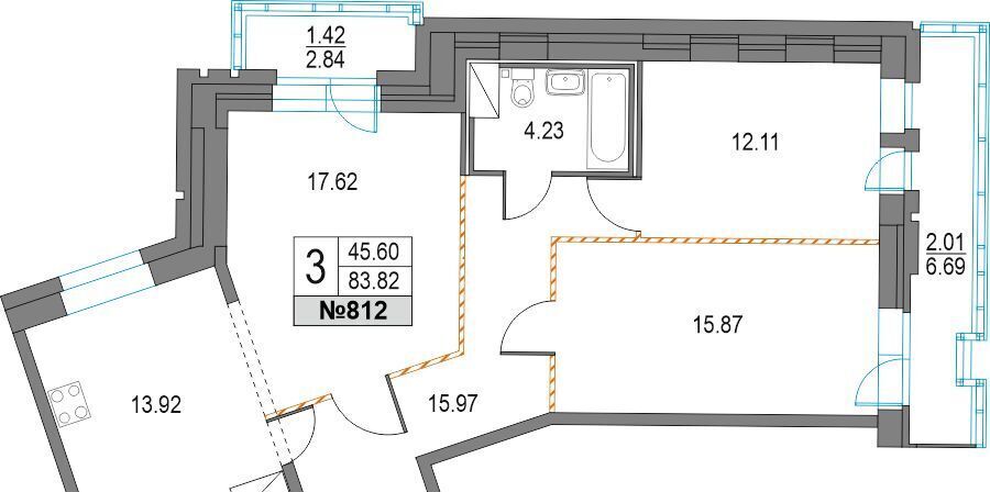 квартира г Санкт-Петербург метро Пионерская пр-кт Коломяжский 13к/2 ЖК «Приморский квартал» округ Комендантский аэродром фото 1