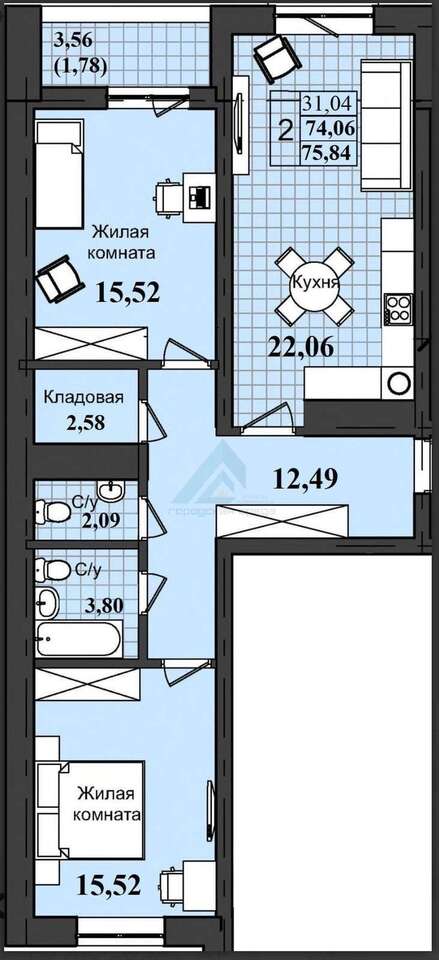 квартира г Оренбург р-н Ленинский ш Загородное фото 21