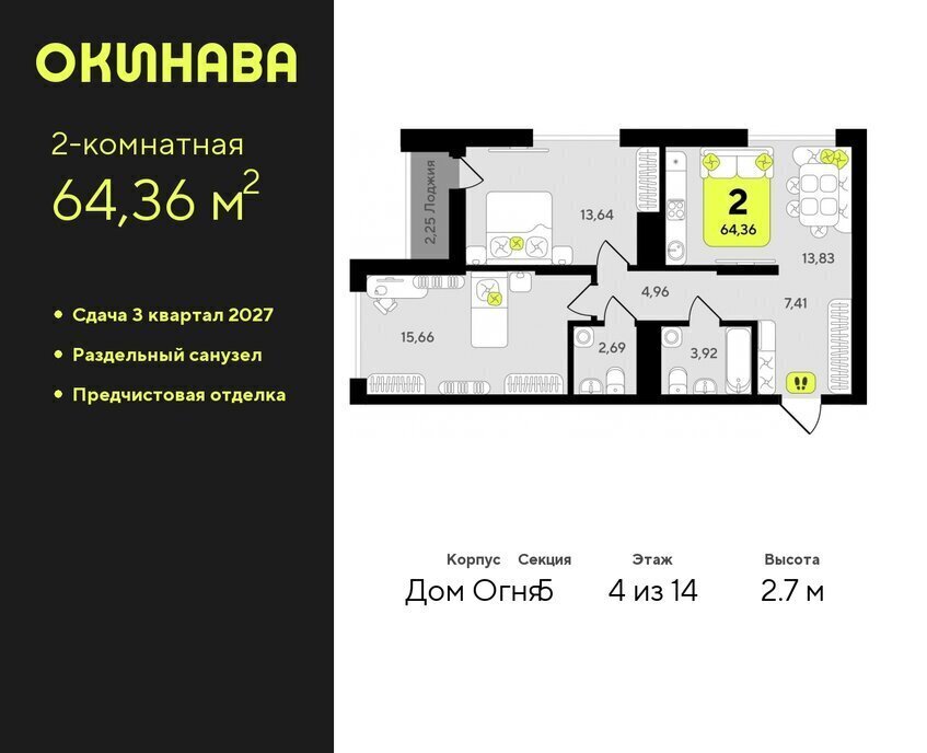 квартира г Тюмень ЖК «‎Окинава» фото 1