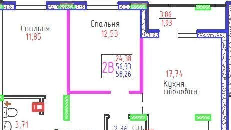 квартира г Тольятти р-н Автозаводский ул Маршала Жукова 60 ЖК «по ул. Маршала Жукова, 58» ЖК «Жуков» фото 4