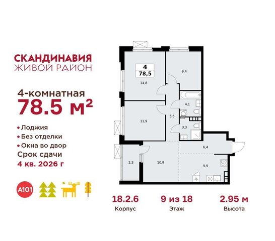 п Сосенское жилой район «Скандинавия» ул Поляны 18/2 з/у 50Д, Московская область фото