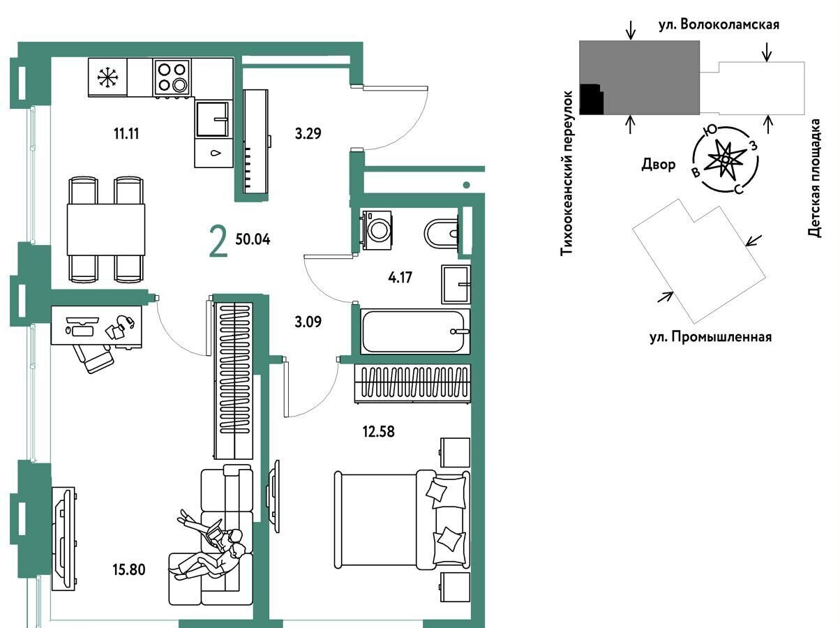 квартира г Тюмень р-н Центральный ул Мельникайте 42 корп. 1 фото 1