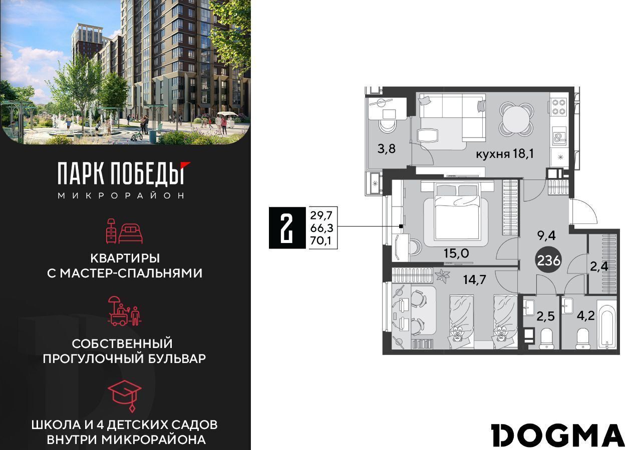 квартира г Краснодар р-н Прикубанский ЖК «Парк Победы 2» ш. Ближний Западный Обход/ул. Героя Пешкова/ ул. Садовая фото 1