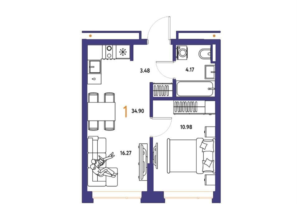 квартира г Тюмень р-н Центральный ул Мельникайте 42 корп. 1 фото 2