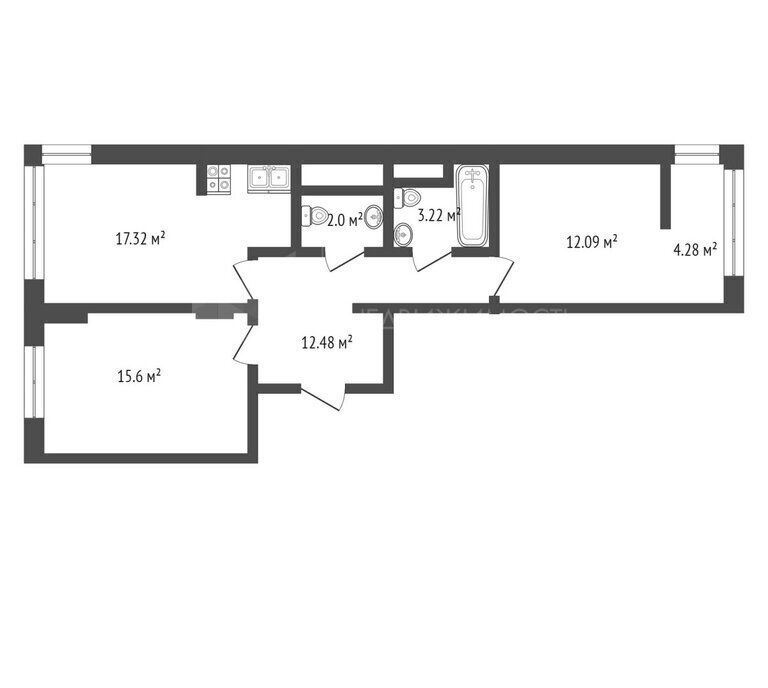 квартира г Тюмень ул Тимофея Кармацкого 3 ЖК «Life Residence квартал и парк» Центральный административный округ фото 1