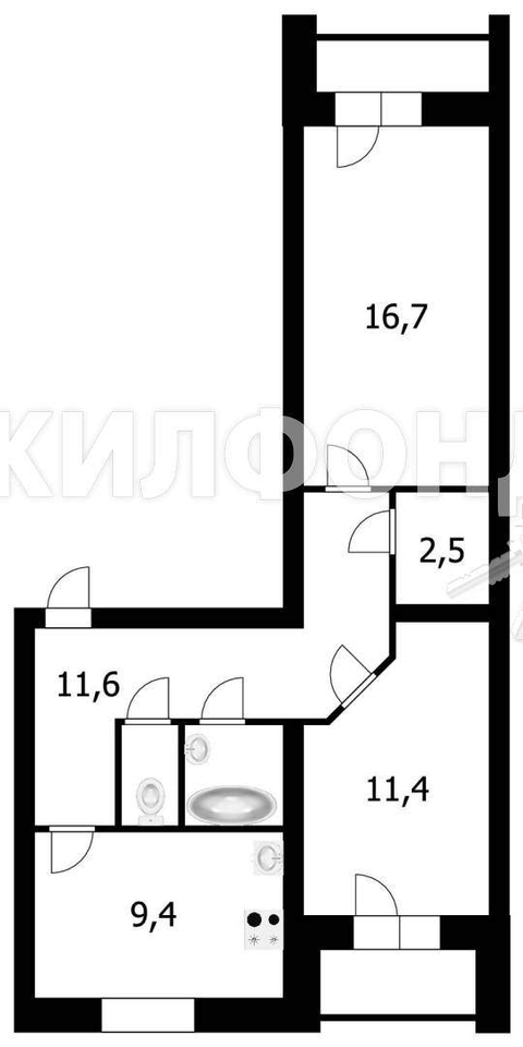 квартира г Новосибирск р-н Калининский ул Мясниковой 8/2 Заельцовская фото 9