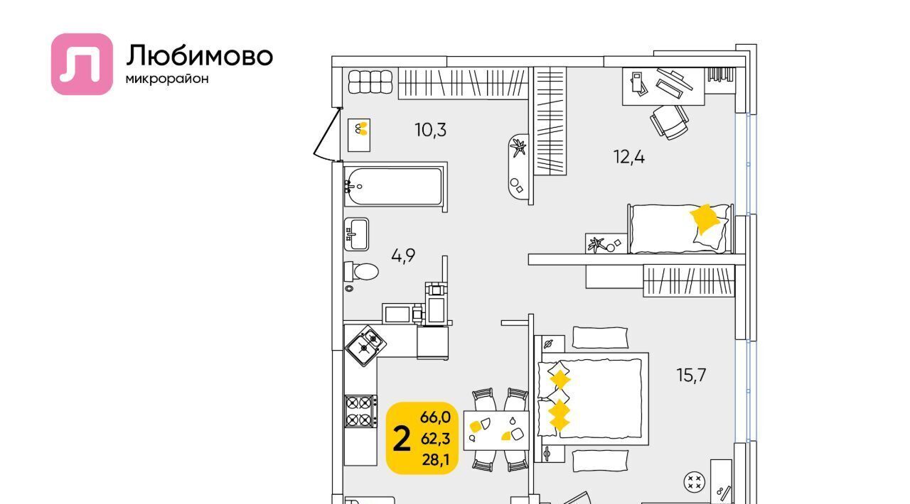 квартира г Краснодар р-н Прикубанский мкр Любимово 10/1 фото 1