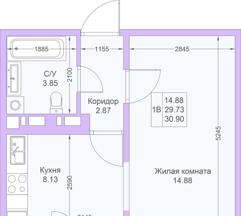 квартира г Казань метро Горки р-н Советский ул Александра Курынова 5к/2 ЖК «Светлая долина» фото 2