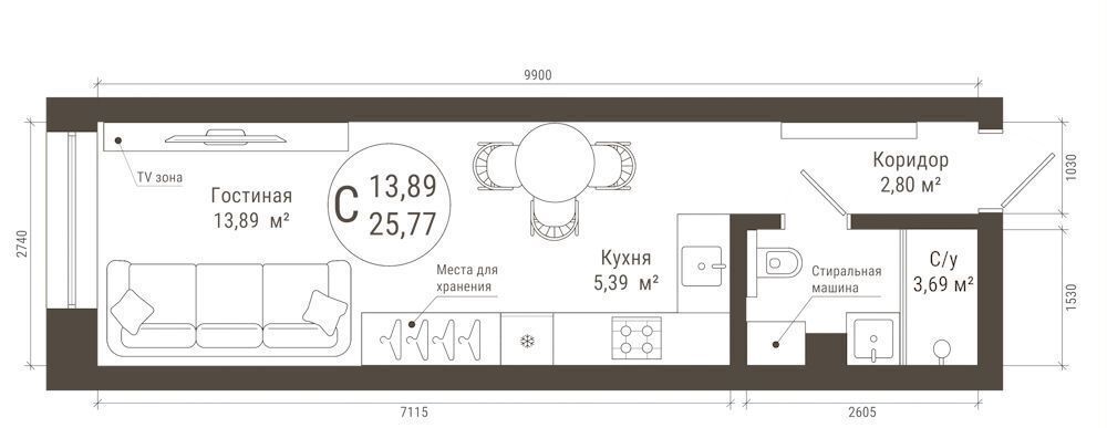 квартира г Уфа р-н Кировский ул Менделеева 137 фото 15